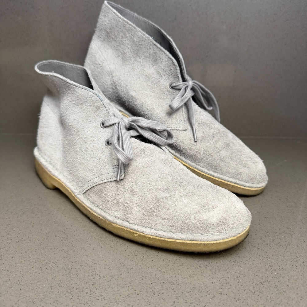 Clarks Originals Desert Boots Mens 11 Gray Suede Crepe Sole Chukka UK 10